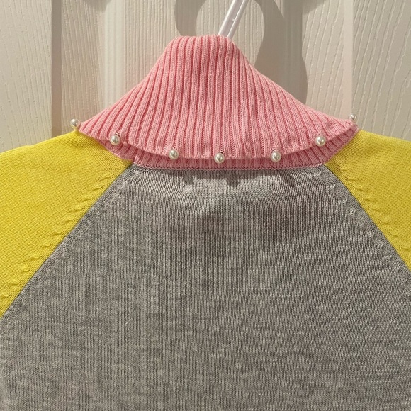 Charter Club multi coloured turtleneck with pearls sweater - Picture 4 of 5